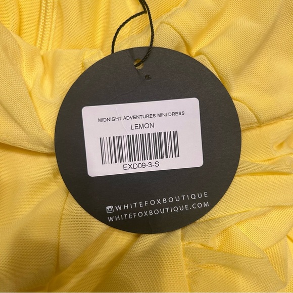 *NWT* White Fox Midnight Adventures Mini Dress in Lemon Yellow, Size Small - Picture 9 of 11